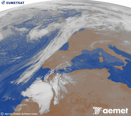 Imagen de la zona de Europa y Norte de �frica del canal infrarrojo del sat�lite Meteosat operacional en 0�N 0�W, procesada para darle color.&nbsp;viernes, 27 febrero 2026 a las 05:00