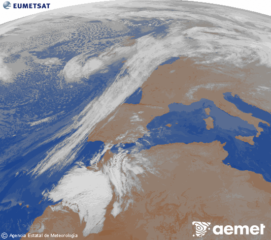 Imagen de la zona de Europa y Norte de �frica del canal infrarrojo del sat�lite Meteosat operacional en 0�N 0�W, procesada para darle color.&nbsp;viernes, 27 febrero 2026 a las 06:00