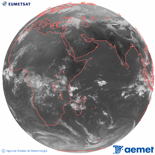 Oc�ano �ndico. Imagen global del canal infrarrojo (10.8&mu;m) de Meteosat, perteneciente a la serie MSG (Meteosat Segunda Generaci�n) y situado en 41.5° E.&nbsp;Friday, 27 February  2026 07:00