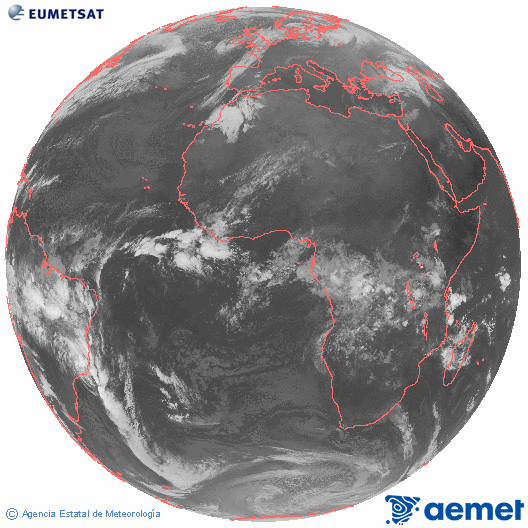 Imagen global del canal infrarrojo (10.8 &mu;m) del sat�lite Meteosat, perteneciente a la serie MSG (Meteosat Segunda Generaci�n) y situado en 0�N 0�E.&nbsp;Friday, 27 February  2026 07:00
