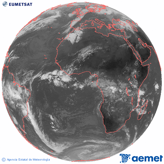 Imagen global del canal infrarrojo (10.8 &mu;m) del sat�lite Meteosat, perteneciente a la serie MSG (Meteosat Segunda Generaci�n) y situado en 0�N 0�E.&nbsp;Friday, 27 February  2026 10:00