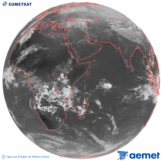 Oc�ano �ndico. Imagen global del canal infrarrojo (10.8&mu;m) de Meteosat, perteneciente a la serie MSG (Meteosat Segunda Generaci�n) y situado en 41.5° E.&nbsp;Friday, 27 February  2026 16:00