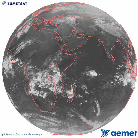 Oc�ano �ndico. Imagen global del canal infrarrojo (10.8&mu;m) de Meteosat, perteneciente a la serie MSG (Meteosat Segunda Generaci�n) y situado en 41.5° E.&nbsp;Friday, 27 February  2026 19:00