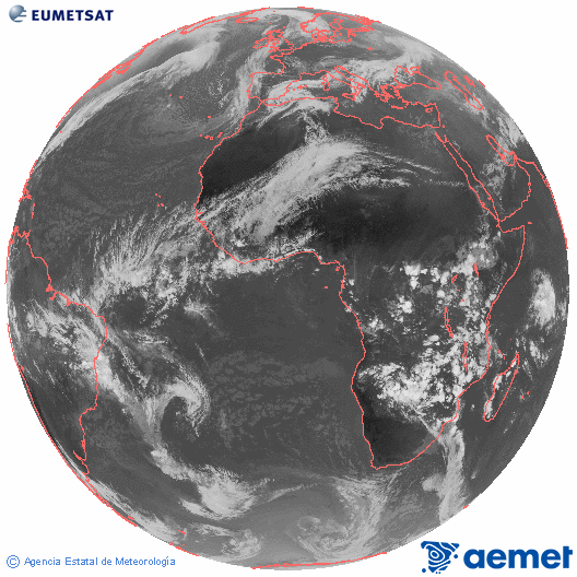 Imagen global del canal infrarrojo (10.8 &mu;m) del sat�lite Meteosat, perteneciente a la serie MSG (Meteosat Segunda Generaci�n) y situado en 0�N 0�E.&nbsp;dilluns, 2 de mar�  2026 16:00