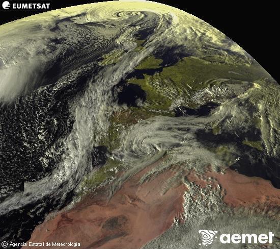 Esta imagen se genera utilizando informaci�n de los canales visibles del sat�lite METEOSAT perteneciente a la segunda generaci�n de sat�lites Meteosat (MSG). Por ese motivo, s�lo hay informaci�n en la zona iluminada por el sol. Adem�s, los canales han sido normalizados para que el brillo no dependa de la posici�n del sol.&nbsp;dilluns, 2 de mar�  2026 17:00
