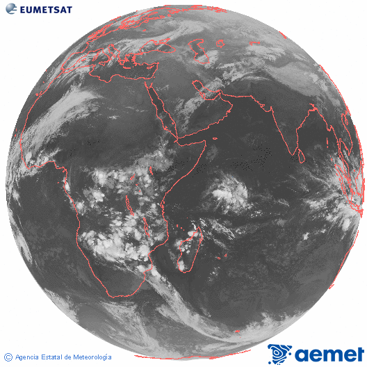 Oc�ano �ndico. Imagen global del canal infrarrojo (10.8&mu;m) de Meteosat, perteneciente a la serie MSG (Meteosat Segunda Generaci�n) y situado en 41.5° E.&nbsp;dilluns, 2 de mar�  2026 19:00