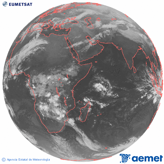 Oc�ano �ndico. Imagen global del canal infrarrojo (10.8&mu;m) de Meteosat, perteneciente a la serie MSG (Meteosat Segunda Generaci�n) y situado en 41.5° E.&nbsp;dimarts, 3 de mar�  2026 01:00