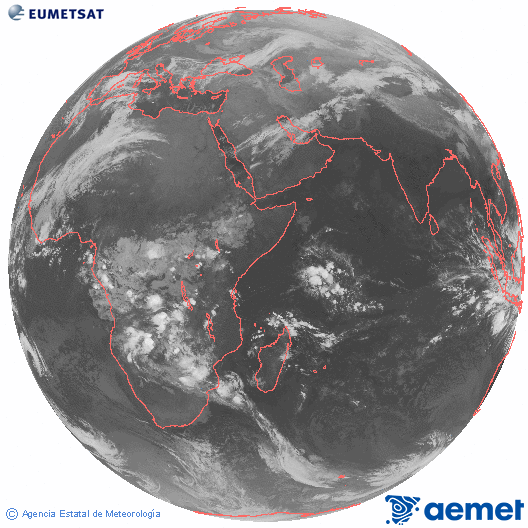 Oc�ano �ndico. Imagen global del canal infrarrojo (10.8&mu;m) de Meteosat, perteneciente a la serie MSG (Meteosat Segunda Generaci�n) y situado en 41.5° E.&nbsp;dimarts, 3 de mar�  2026 04:00