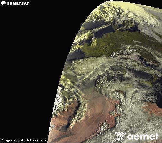 Esta imagen se genera utilizando informaci�n de los canales visibles del sat�lite METEOSAT perteneciente a la segunda generaci�n de sat�lites Meteosat (MSG). Por ese motivo, s�lo hay informaci�n en la zona iluminada por el sol. Adem�s, los canales han sido normalizados para que el brillo no dependa de la posici�n del sol.&nbsp;dimarts, 3 de mar�  2026 08:00