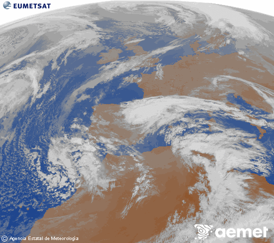 Imagen de la zona de Europa y Norte de �frica del canal infrarrojo del sat�lite Meteosat operacional en 0�N 0�W, procesada para darle color.&nbsp;martes, 03 marzo 2026 a las 09:00