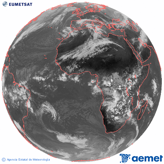 Imagen global del canal infrarrojo (10.8 &mu;m) del sat�lite Meteosat, perteneciente a la serie MSG (Meteosat Segunda Generaci�n) y situado en 0�N 0�E.&nbsp;dimarts, 3 de mar�  2026 13:00