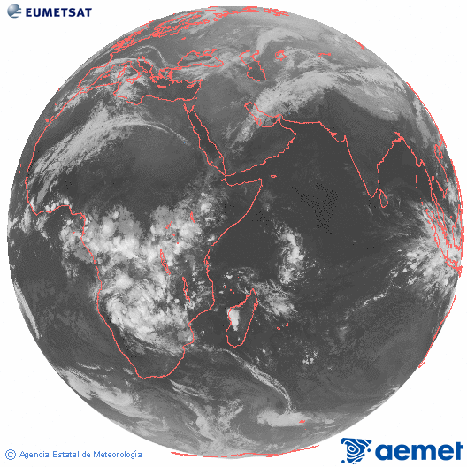 Oc�ano �ndico. Imagen global del canal infrarrojo (10.8&mu;m) de Meteosat, perteneciente a la serie MSG (Meteosat Segunda Generaci�n) y situado en 41.5° E.&nbsp;mardi, 3 mars  2026 19:00