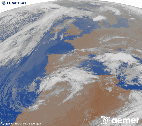 Imagen de la zona de Europa y Norte de �frica del canal infrarrojo del sat�lite Meteosat operacional en 0�N 0�W, procesada para darle color.&nbsp;dimecres, 4 de mar�  2026 05:00