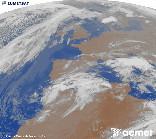 Imagen de la zona de Europa y Norte de �frica del canal infrarrojo del sat�lite Meteosat operacional en 0�N 0�W, procesada para darle color.&nbsp;dimecres, 4 de mar�  2026 06:00