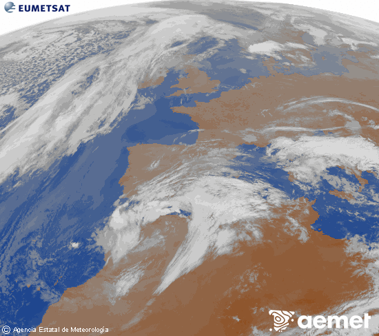 Imagen de la zona de Europa y Norte de �frica del canal infrarrojo del sat�lite Meteosat operacional en 0�N 0�W, procesada para darle color.&nbsp;dimecres, 4 de mar�  2026 09:00