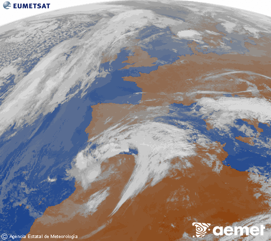 Imagen de la zona de Europa y Norte de �frica del canal infrarrojo del sat�lite Meteosat operacional en 0�N 0�W, procesada para darle color.&nbsp;dimecres, 4 de mar�  2026 10:00