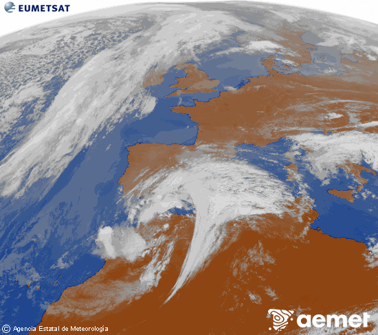 Imagen de la zona de Europa y Norte de �frica del canal infrarrojo del sat�lite Meteosat operacional en 0�N 0�W, procesada para darle color.&nbsp;dimecres, 4 de mar�  2026 13:00