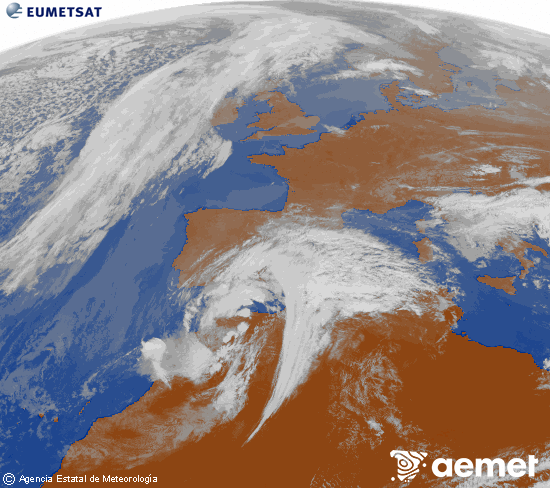 Imagen de la zona de Europa y Norte de �frica del canal infrarrojo del sat�lite Meteosat operacional en 0�N 0�W, procesada para darle color.&nbsp;dimecres, 4 de mar�  2026 14:00
