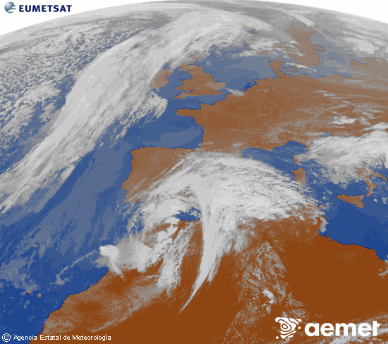 Imagen de la zona de Europa y Norte de �frica del canal infrarrojo del sat�lite Meteosat operacional en 0�N 0�W, procesada para darle color.&nbsp;dimecres, 4 de mar�  2026 15:00