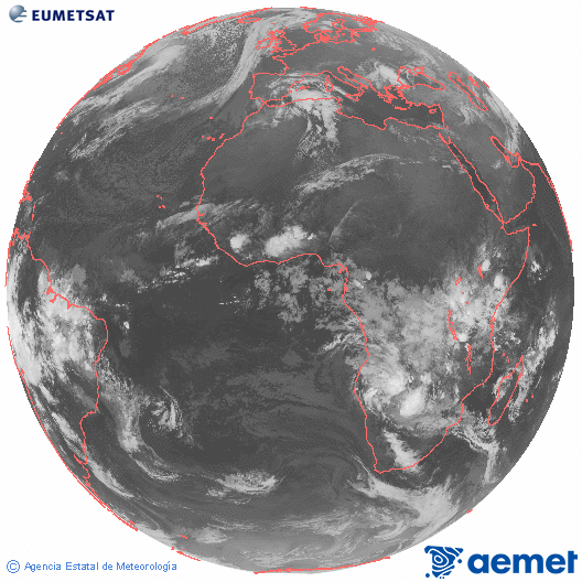 Imagen global del canal infrarrojo (10.8 &mu;m) del sat�lite Meteosat, perteneciente a la serie MSG (Meteosat Segunda Generaci�n) y situado en 0�N 0�E.&nbsp;osteguna, 2026ko martxoak 05, ordua: 01:00