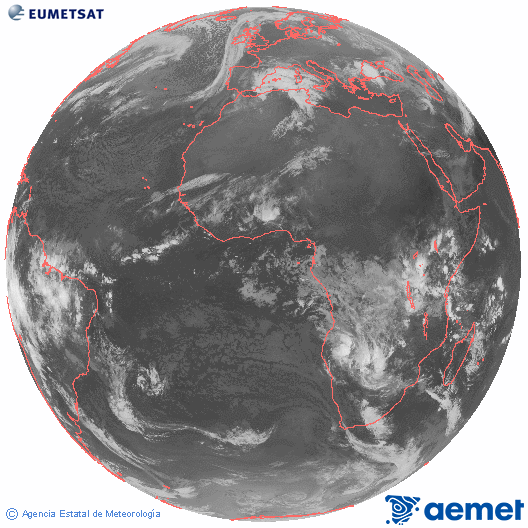 Imagen global del canal infrarrojo (10.8 &mu;m) del sat�lite Meteosat, perteneciente a la serie MSG (Meteosat Segunda Generaci�n) y situado en 0�N 0�E.&nbsp;osteguna, 2026ko martxoak 05, ordua: 07:00