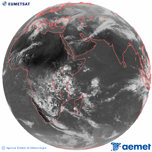 Oc�ano �ndico. Imagen global del canal infrarrojo (10.8&mu;m) de Meteosat, perteneciente a la serie MSG (Meteosat Segunda Generaci�n) y situado en 41.5° E.&nbsp;osteguna, 2026ko martxoak 05, ordua: 13:00