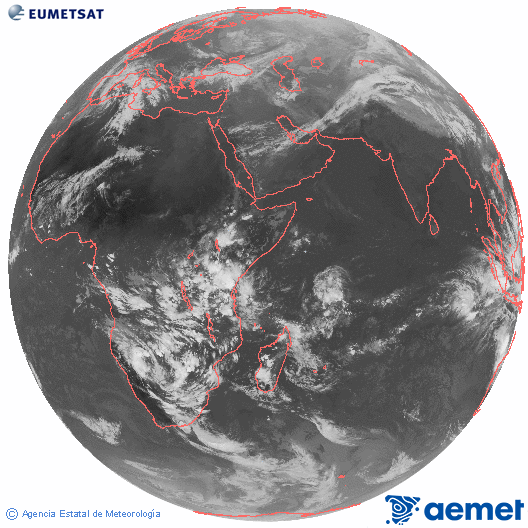 Oc�ano �ndico. Imagen global del canal infrarrojo (10.8&mu;m) de Meteosat, perteneciente a la serie MSG (Meteosat Segunda Generaci�n) y situado en 41.5° E.&nbsp;osteguna, 2026ko martxoak 05, ordua: 16:00