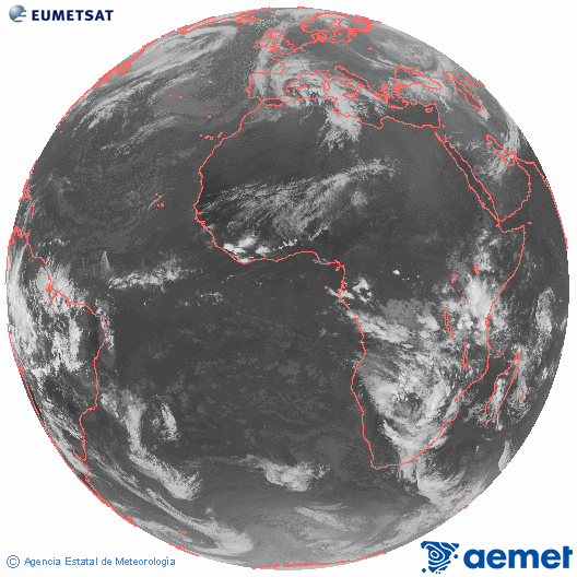 Imagen global del canal infrarrojo (10.8 &mu;m) del sat�lite Meteosat, perteneciente a la serie MSG (Meteosat Segunda Generaci�n) y situado en 0�N 0�E.&nbsp;osteguna, 2026ko martxoak 05, ordua: 19:00