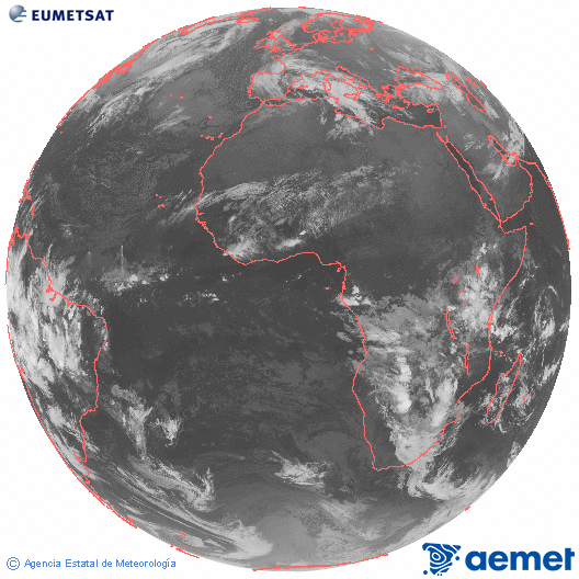 Imagen global del canal infrarrojo (10.8 &mu;m) del sat�lite Meteosat, perteneciente a la serie MSG (Meteosat Segunda Generaci�n) y situado en 0�N 0�E.&nbsp;ostirala, 2026ko martxoak 06, ordua: 01:00