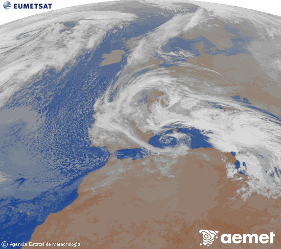 Imagen de la zona de Europa y Norte de �frica del canal infrarrojo del sat�lite Meteosat operacional en 0�N 0�W, procesada para darle color.&nbsp;ostirala, 2026ko martxoak 06, ordua: 06:00