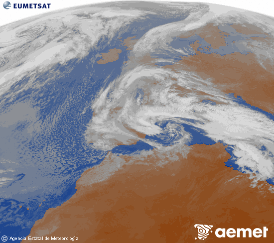 Imagen de la zona de Europa y Norte de �frica del canal infrarrojo del sat�lite Meteosat operacional en 0�N 0�W, procesada para darle color.&nbsp;ostirala, 2026ko martxoak 06, ordua: 10:00