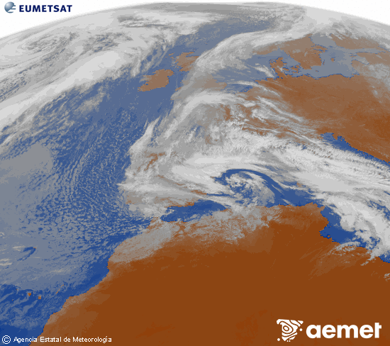 Imagen de la zona de Europa y Norte de �frica del canal infrarrojo del sat�lite Meteosat operacional en 0�N 0�W, procesada para darle color.&nbsp;ostirala, 2026ko martxoak 06, ordua: 12:00