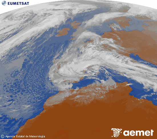 Imagen de la zona de Europa y Norte de �frica del canal infrarrojo del sat�lite Meteosat operacional en 0�N 0�W, procesada para darle color.&nbsp;ostirala, 2026ko martxoak 06, ordua: 16:00