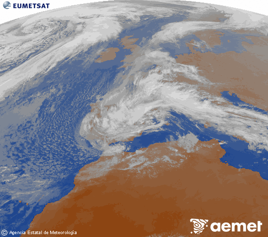 Imagen de la zona de Europa y Norte de �frica del canal infrarrojo del sat�lite Meteosat operacional en 0�N 0�W, procesada para darle color.&nbsp;ostirala, 2026ko martxoak 06, ordua: 18:00
