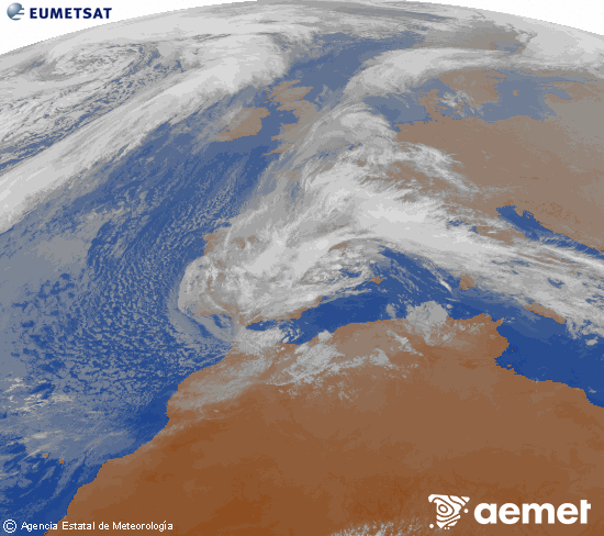 Imagen de la zona de Europa y Norte de �frica del canal infrarrojo del sat�lite Meteosat operacional en 0�N 0�W, procesada para darle color.&nbsp;ostirala, 2026ko martxoak 06, ordua: 19:00