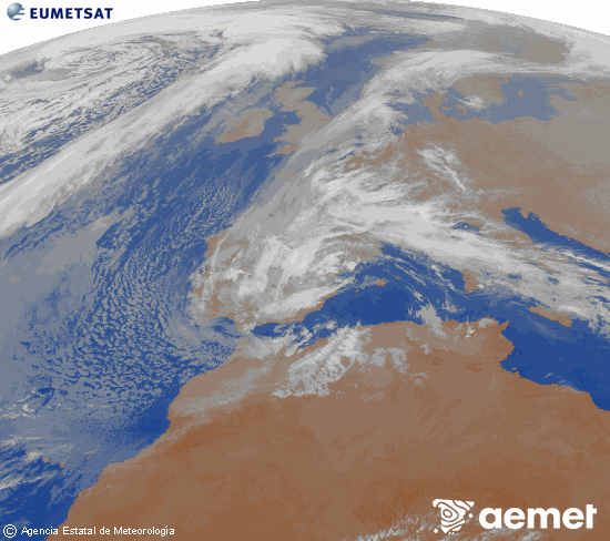 Imagen de la zona de Europa y Norte de �frica del canal infrarrojo del sat�lite Meteosat operacional en 0�N 0�W, procesada para darle color.&nbsp;ostirala, 2026ko martxoak 06, ordua: 22:00