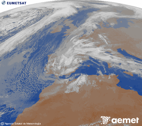 Imagen de la zona de Europa y Norte de �frica del canal infrarrojo del sat�lite Meteosat operacional en 0�N 0�W, procesada para darle color.&nbsp;ostirala, 2026ko martxoak 06, ordua: 23:00
