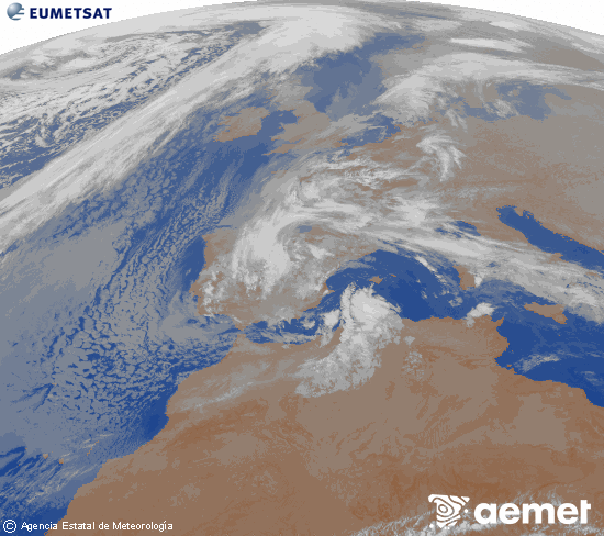 Imagen de la zona de Europa y Norte de �frica del canal infrarrojo del sat�lite Meteosat operacional en 0�N 0�W, procesada para darle color.&nbsp;larunbata, 2026ko martxoak 07, ordua: 03:00