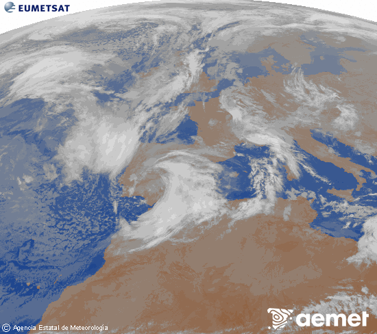 Imagen de la zona de Europa y Norte de �frica del canal infrarrojo del sat�lite Meteosat operacional en 0�N 0�W, procesada para darle color.&nbsp;dimarts, 10 de mar�  2026 05:00