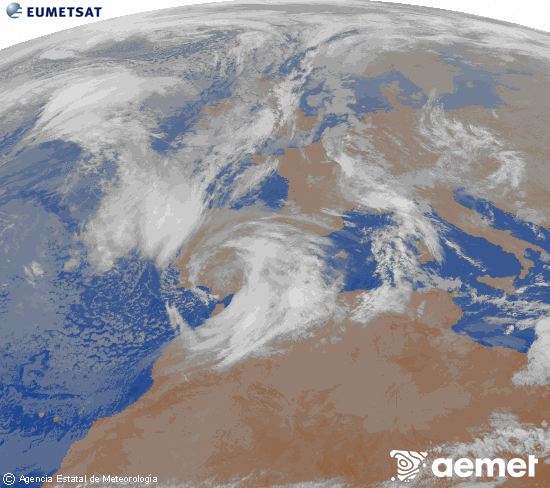 Imagen de la zona de Europa y Norte de �frica del canal infrarrojo del sat�lite Meteosat operacional en 0�N 0�W, procesada para darle color.&nbsp;dimarts, 10 de mar�  2026 06:00