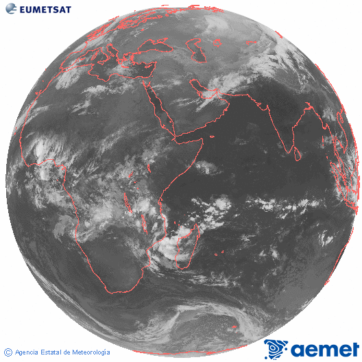 Oce� �ndic. Imatge global del canal infraroig (10.8&mu;m) de Meteosat, que pertany a la s�rie MSG (Meteosat Segona Generaci�) i est� situat a 41.5°E.&nbsp;dimecres, 11 de mar�  2026 04:00