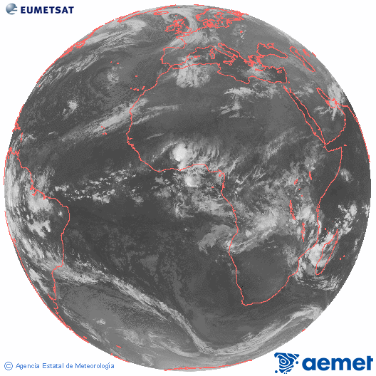 Imatge global del canal infraroig (10.8  &mu;m) del sat�l�lit Meteosat, pertanyent a la s�rie MSG (Meteosat Segona Generaci�) i situat en 0�N 0�E.&nbsp;dimecres, 11 de mar�  2026 04:00
