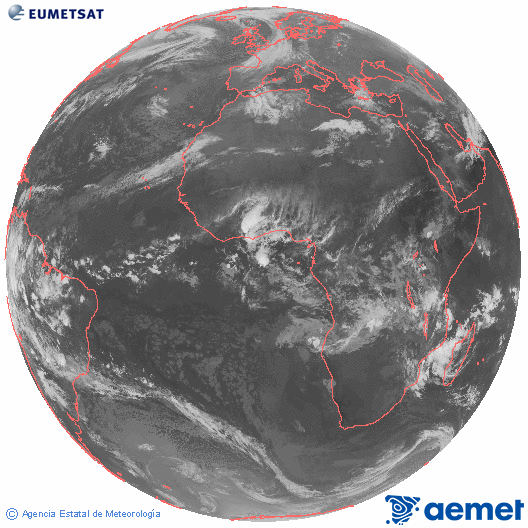 Imatge global del canal infraroig (10.8  &mu;m) del sat�l�lit Meteosat, pertanyent a la s�rie MSG (Meteosat Segona Generaci�) i situat en 0�N 0�E.&nbsp;dimecres, 11 de mar�  2026 07:00