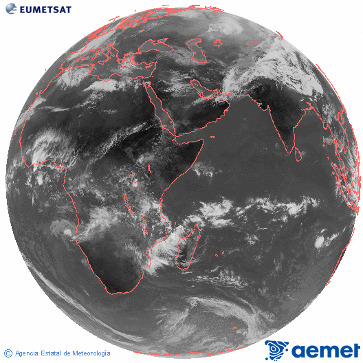 Oce� �ndic. Imatge global del canal infraroig (10.8&mu;m) de Meteosat, que pertany a la s�rie MSG (Meteosat Segona Generaci�) i est� situat a 41.5°E.&nbsp;dimecres, 11 de mar�  2026 10:00