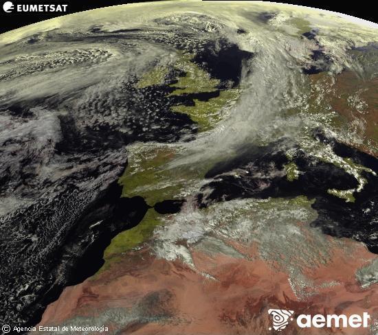 Esta imagen se genera utilizando informaci�n de los canales visibles del sat�lite METEOSAT perteneciente a la segunda generaci�n de sat�lites Meteosat (MSG). Por ese motivo, s�lo hay informaci�n en la zona iluminada por el sol. Adem�s, los canales han sido normalizados para que el brillo no dependa de la posici�n del sol.&nbsp;mercredi, 11 mars  2026 15:00