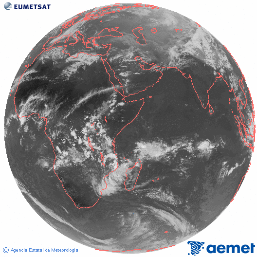 Oce� �ndic. Imatge global del canal infraroig (10.8&mu;m) de Meteosat, que pertany a la s�rie MSG (Meteosat Segona Generaci�) i est� situat a 41.5°E.&nbsp;dimecres, 11 de mar�  2026 16:00