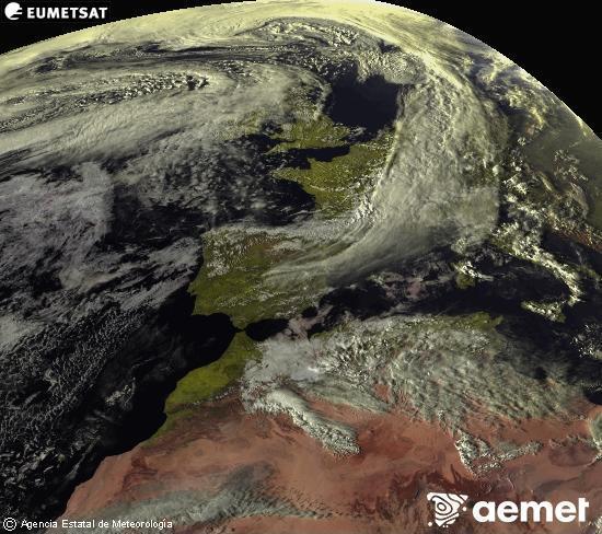 Esta imagen se genera utilizando informaci�n de los canales visibles del sat�lite METEOSAT perteneciente a la segunda generaci�n de sat�lites Meteosat (MSG). Por ese motivo, s�lo hay informaci�n en la zona iluminada por el sol. Adem�s, los canales han sido normalizados para que el brillo no dependa de la posici�n del sol.&nbsp;mercredi, 11 mars  2026 17:00