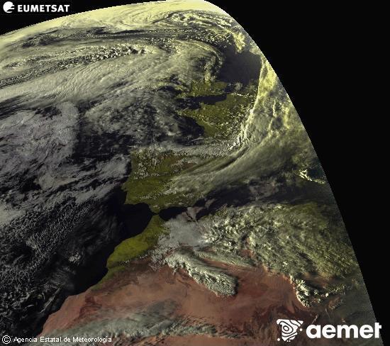 Esta imagen se genera utilizando informaci�n de los canales visibles del sat�lite METEOSAT perteneciente a la segunda generaci�n de sat�lites Meteosat (MSG). Por ese motivo, s�lo hay informaci�n en la zona iluminada por el sol. Adem�s, los canales han sido normalizados para que el brillo no dependa de la posici�n del sol.&nbsp;mercredi, 11 mars  2026 18:00