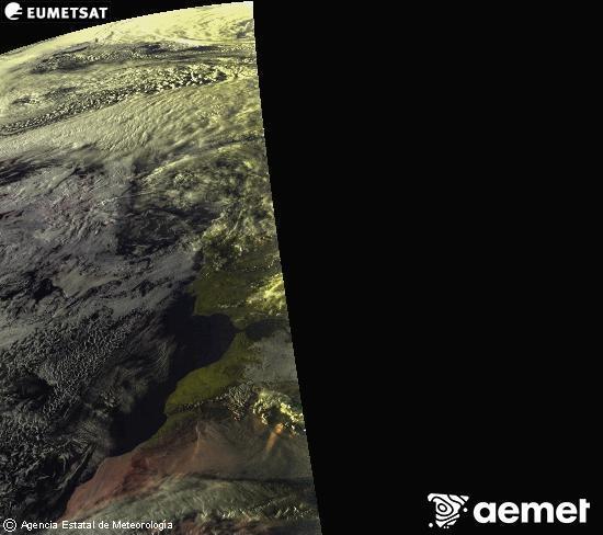 Esta imagen se genera utilizando informaci�n de los canales visibles del sat�lite METEOSAT perteneciente a la segunda generaci�n de sat�lites Meteosat (MSG). Por ese motivo, s�lo hay informaci�n en la zona iluminada por el sol. Adem�s, los canales han sido normalizados para que el brillo no dependa de la posici�n del sol.&nbsp;mercredi, 11 mars  2026 19:00