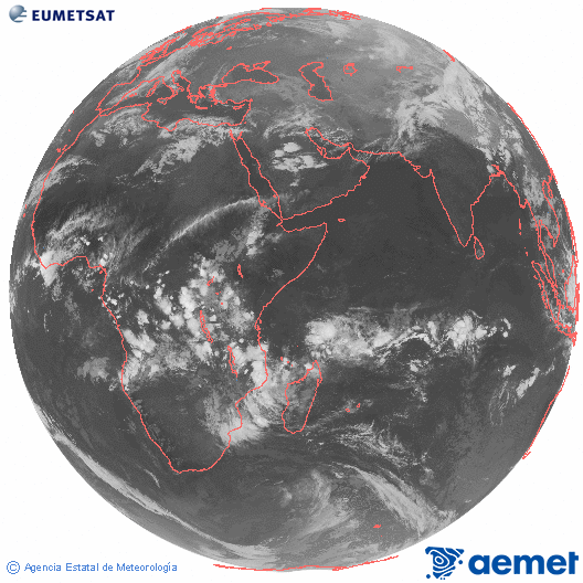 Oce� �ndic. Imatge global del canal infraroig (10.8&mu;m) de Meteosat, que pertany a la s�rie MSG (Meteosat Segona Generaci�) i est� situat a 41.5°E.&nbsp;dimecres, 11 de mar�  2026 19:00